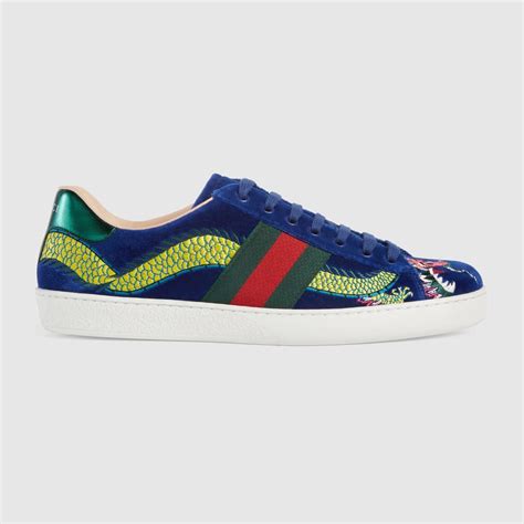 blue velvet embroidered gucci aces|gucci ace sneakers women.